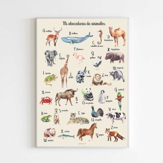 abecedario animales acuarelas poster kids niños