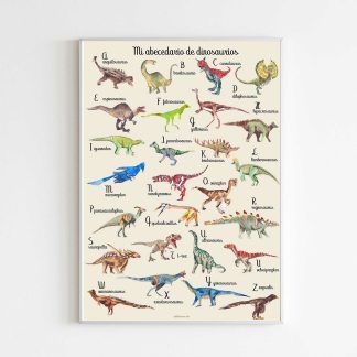 abecedario dinosaurios acuarelas poster kids niños